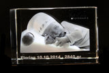 Kristallglas-Quader mit Leuchtsockel LS851Blau/ 3D-Umwandlung